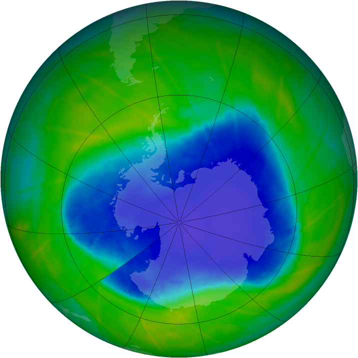 Antarctic ozone map for 17 November 2010